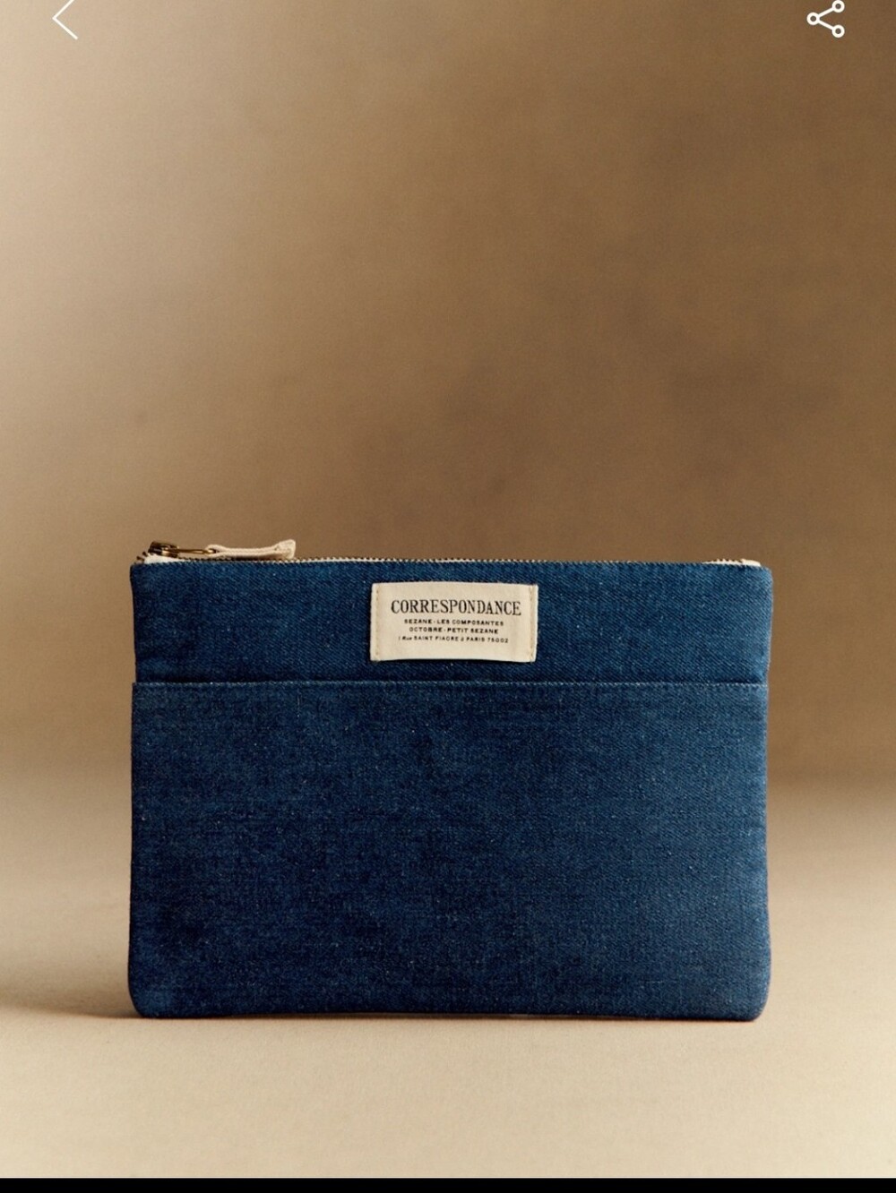 Sezane Denim Maxi Flat Pouch - Navy Blue